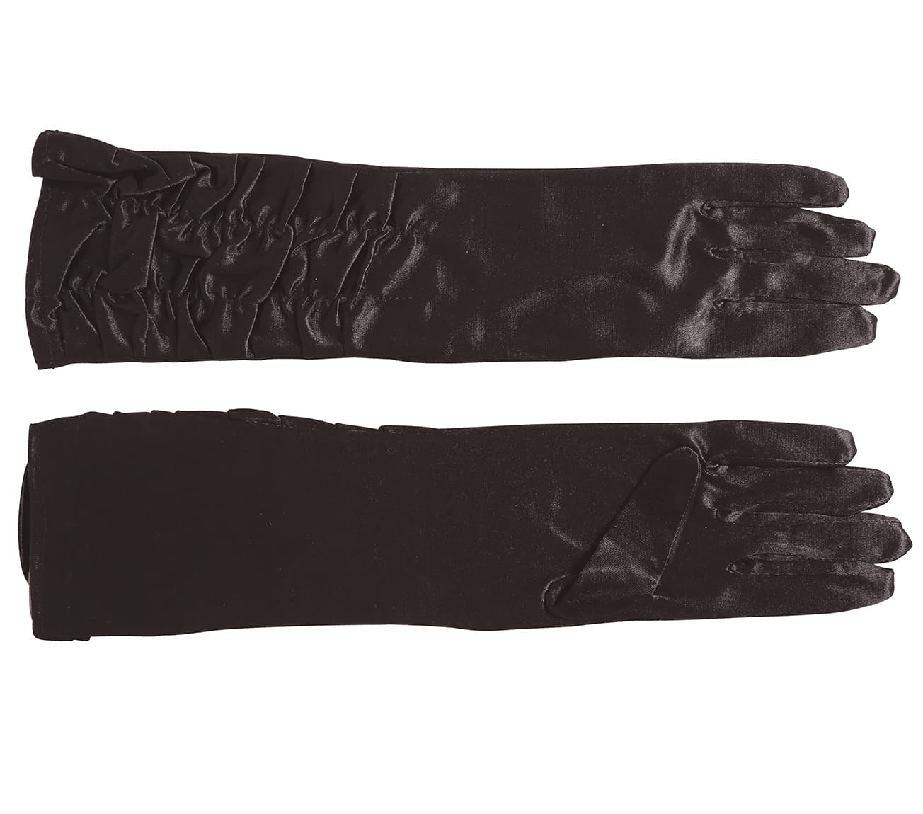 Sorte rynkede handsker, 40 cm