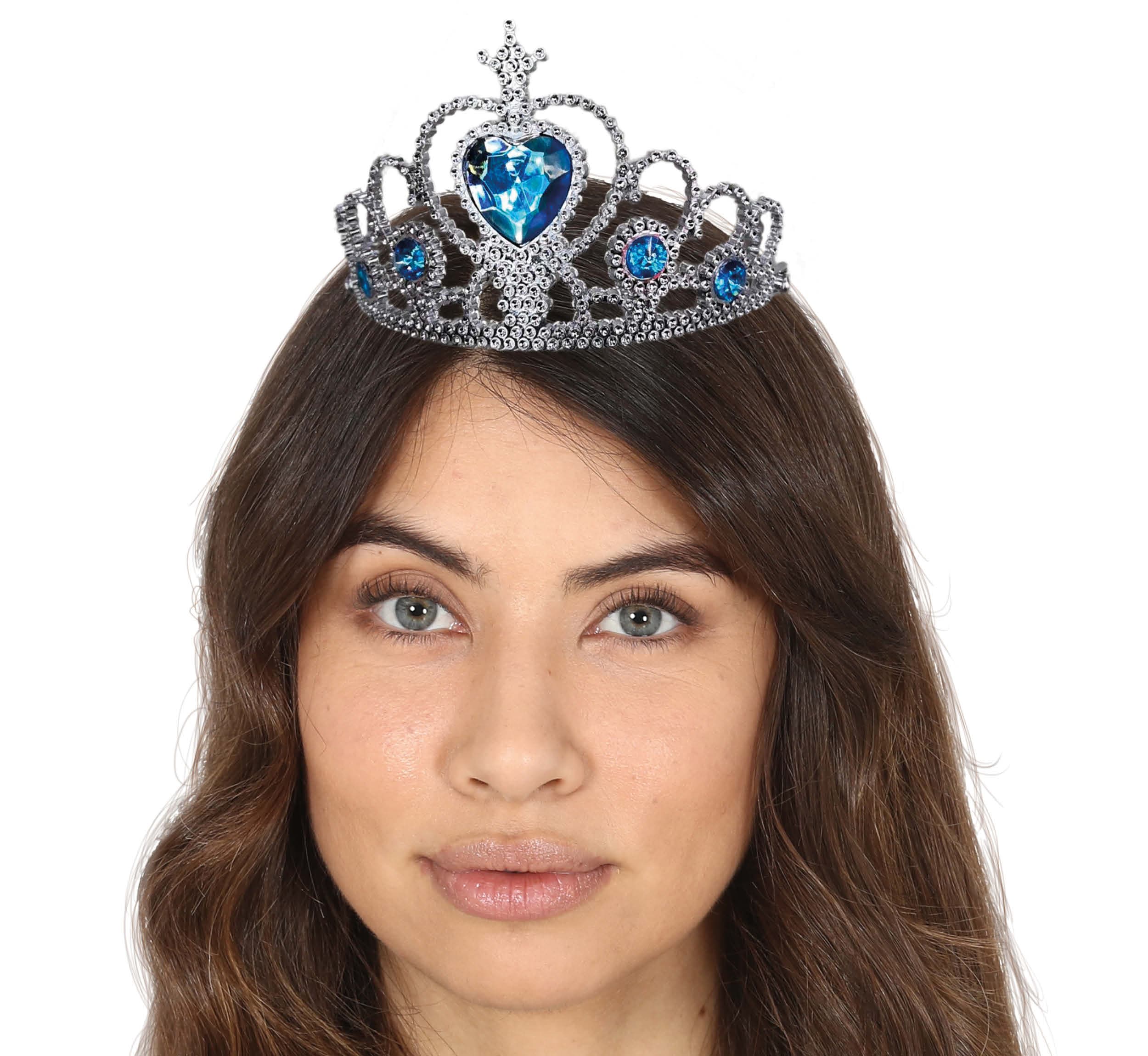 Prinsessetiara med blå sten