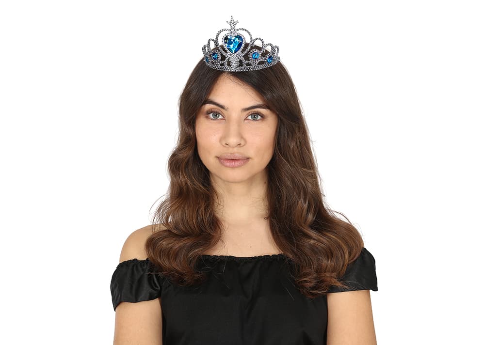 Prinsessetiara med blå sten