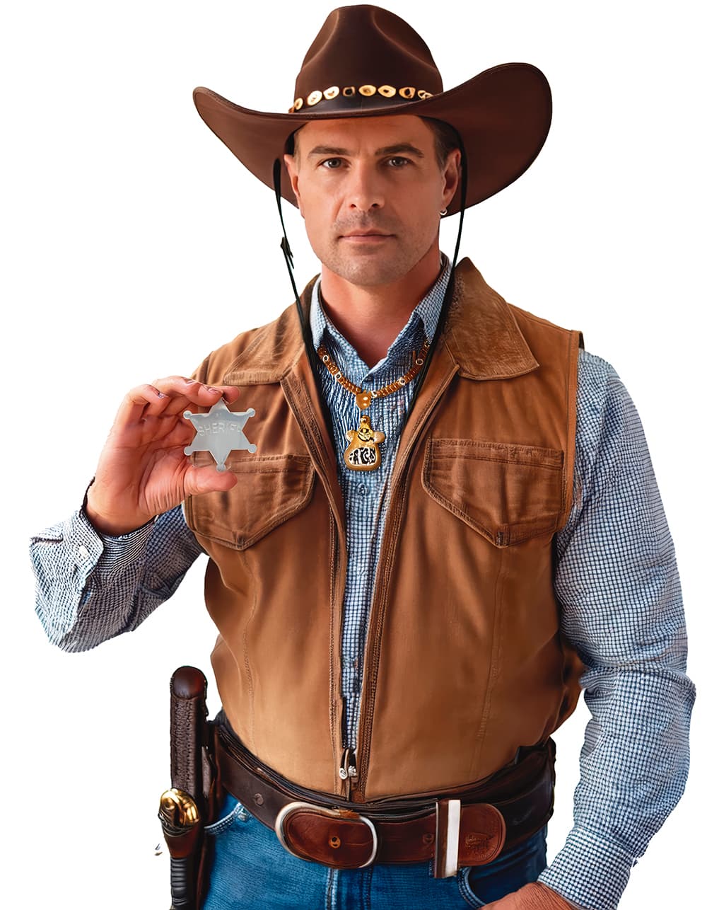 Sheriffstjerne i metal 6 cm