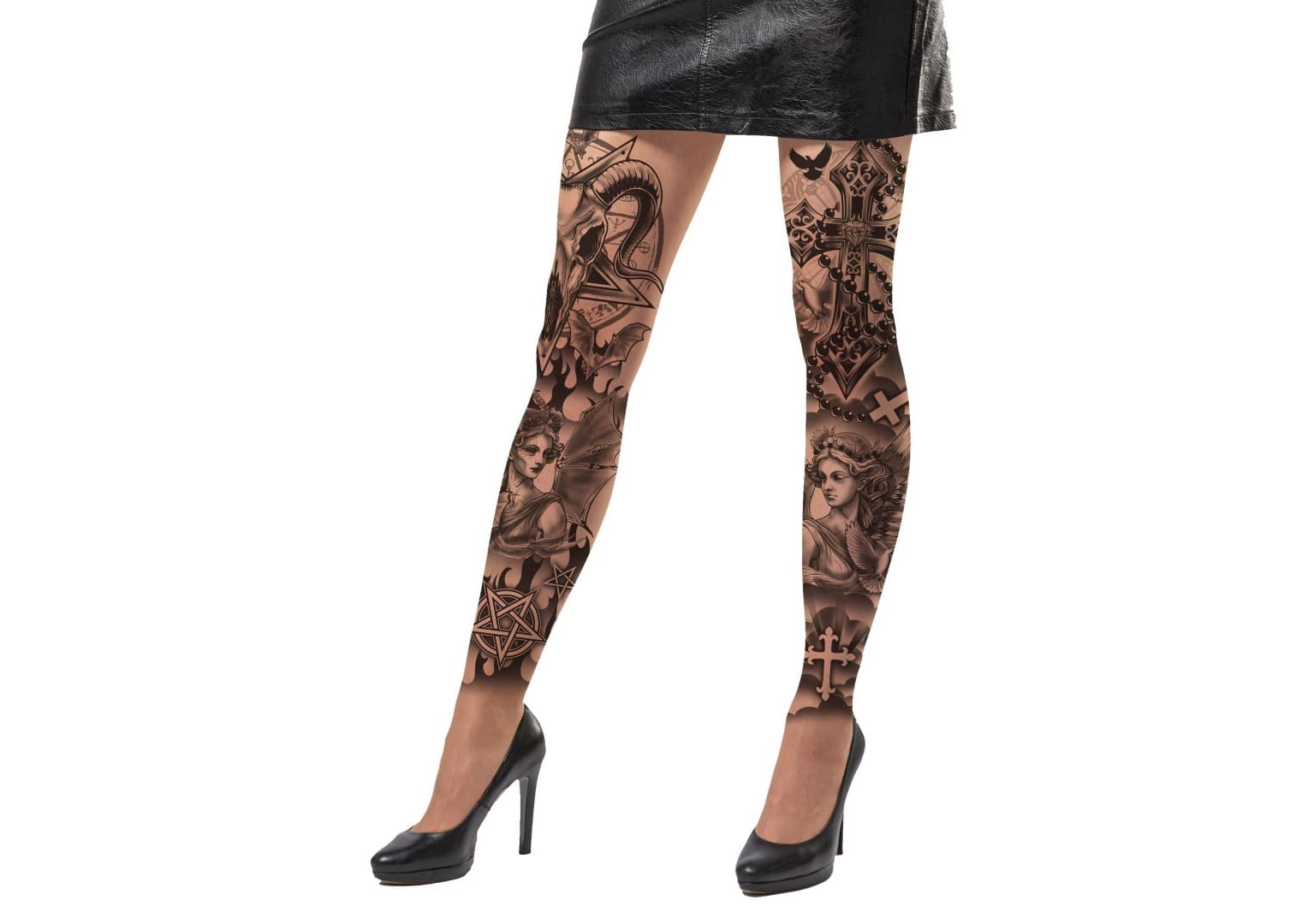 Leggings med gotiske tatoveringer
