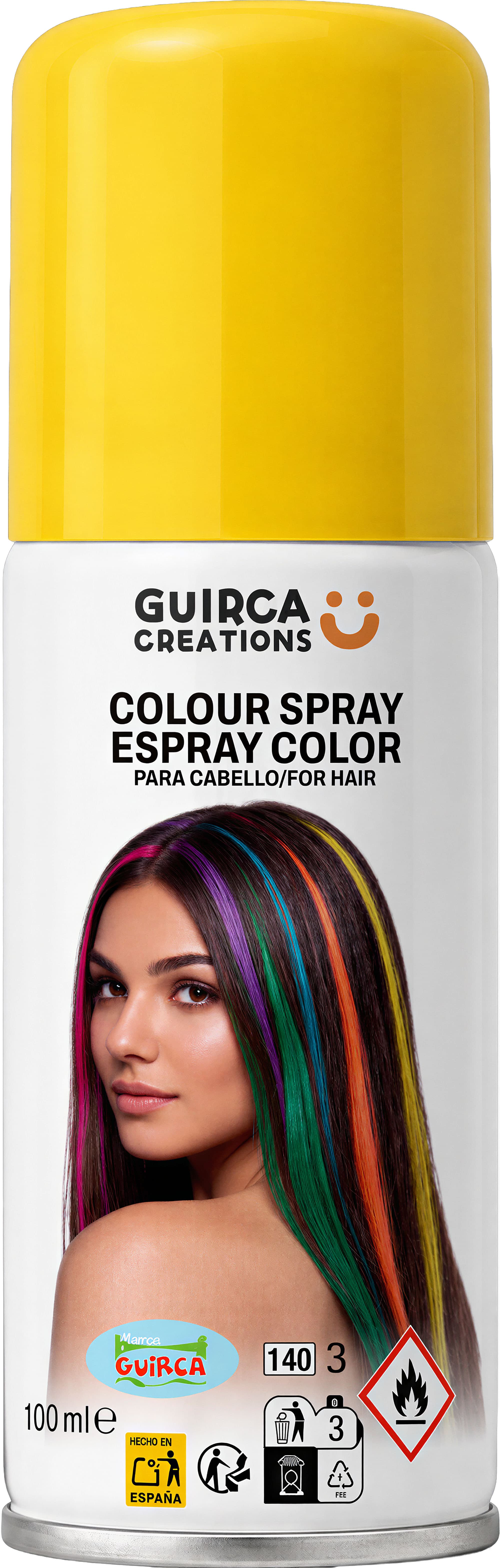 Fluorescerende gul hårspray i flaske, 125 ml