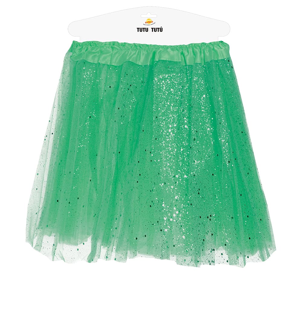 Mørkegrøn tutu med glimmer, 40 cm