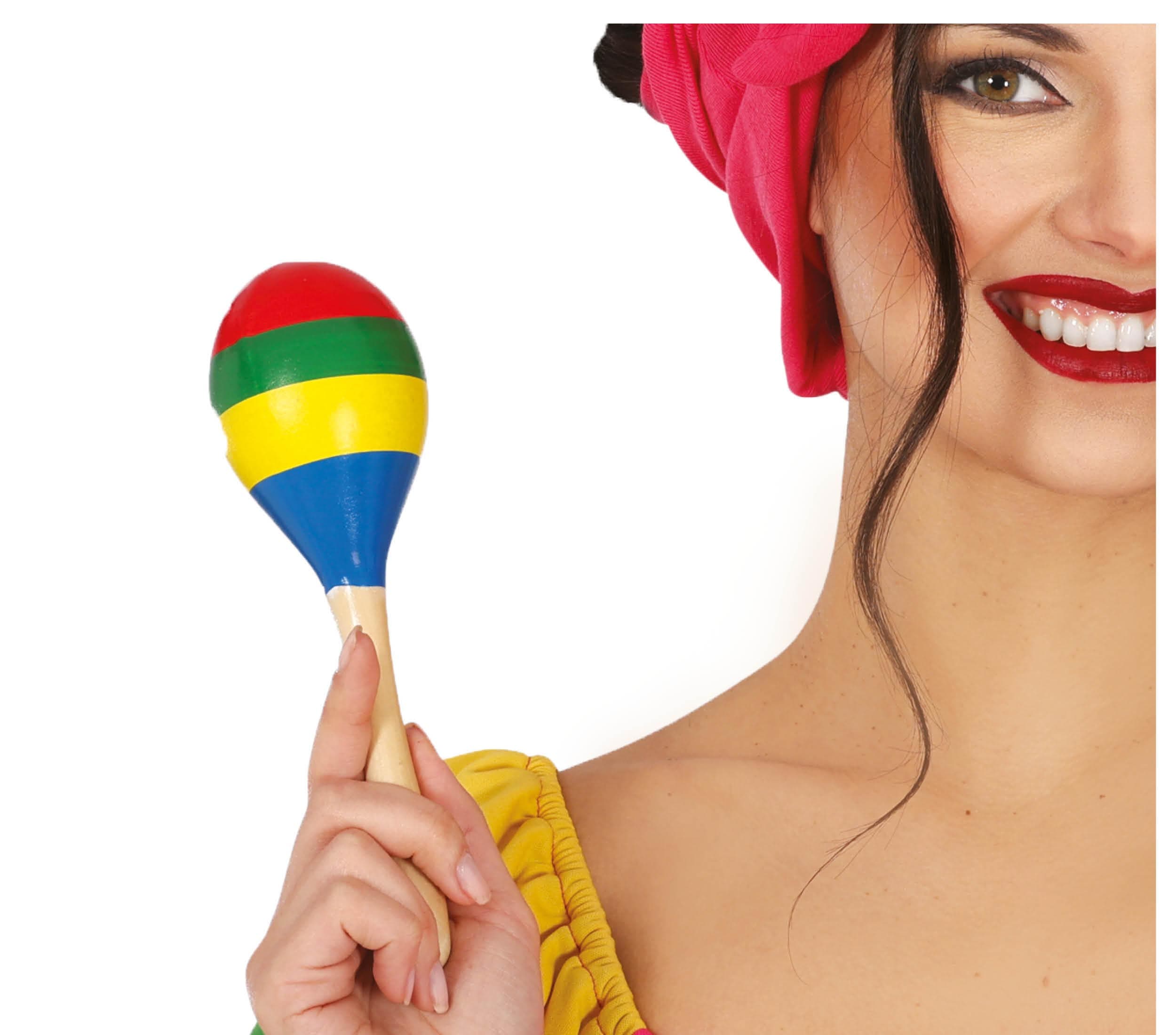Flerfarvet maraca, 20 cm, træ