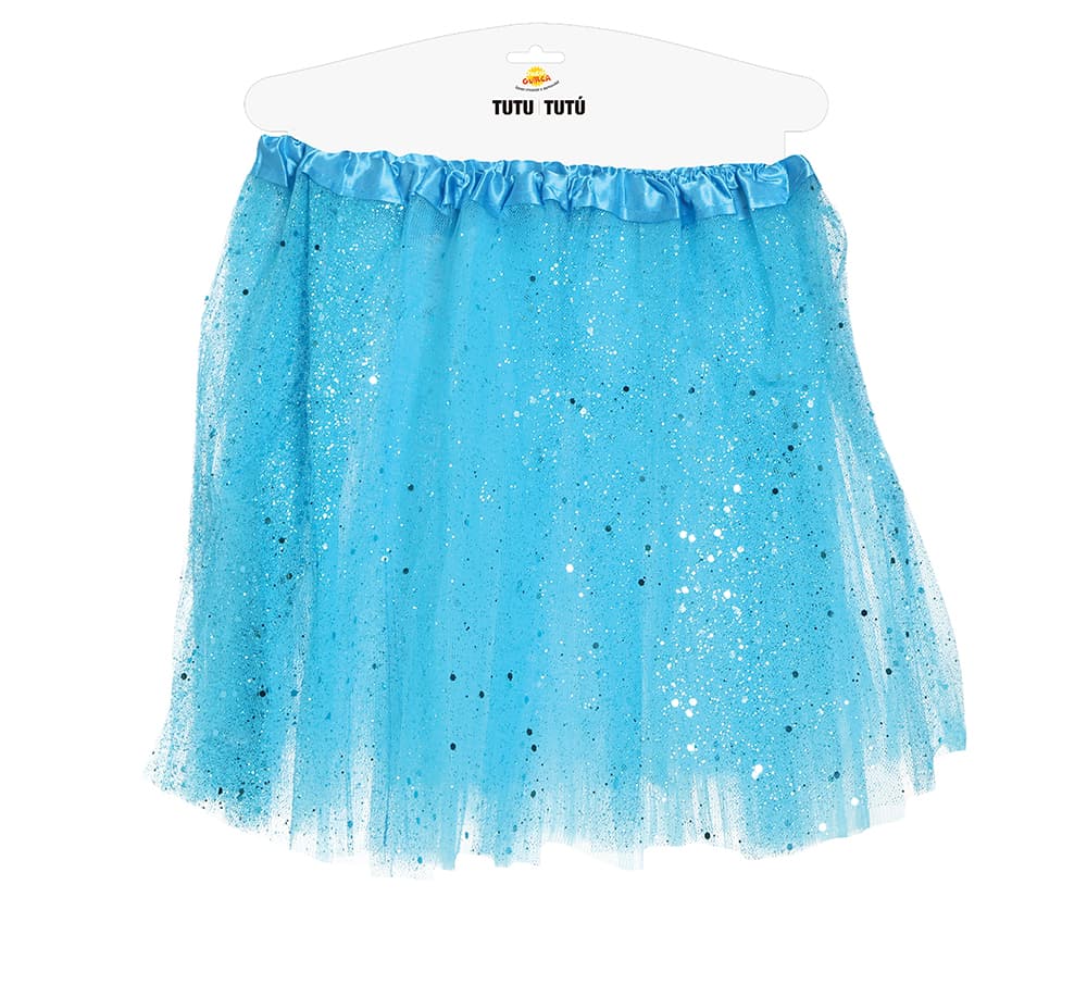 Blå tutu med glimmer til børn, 30 cm