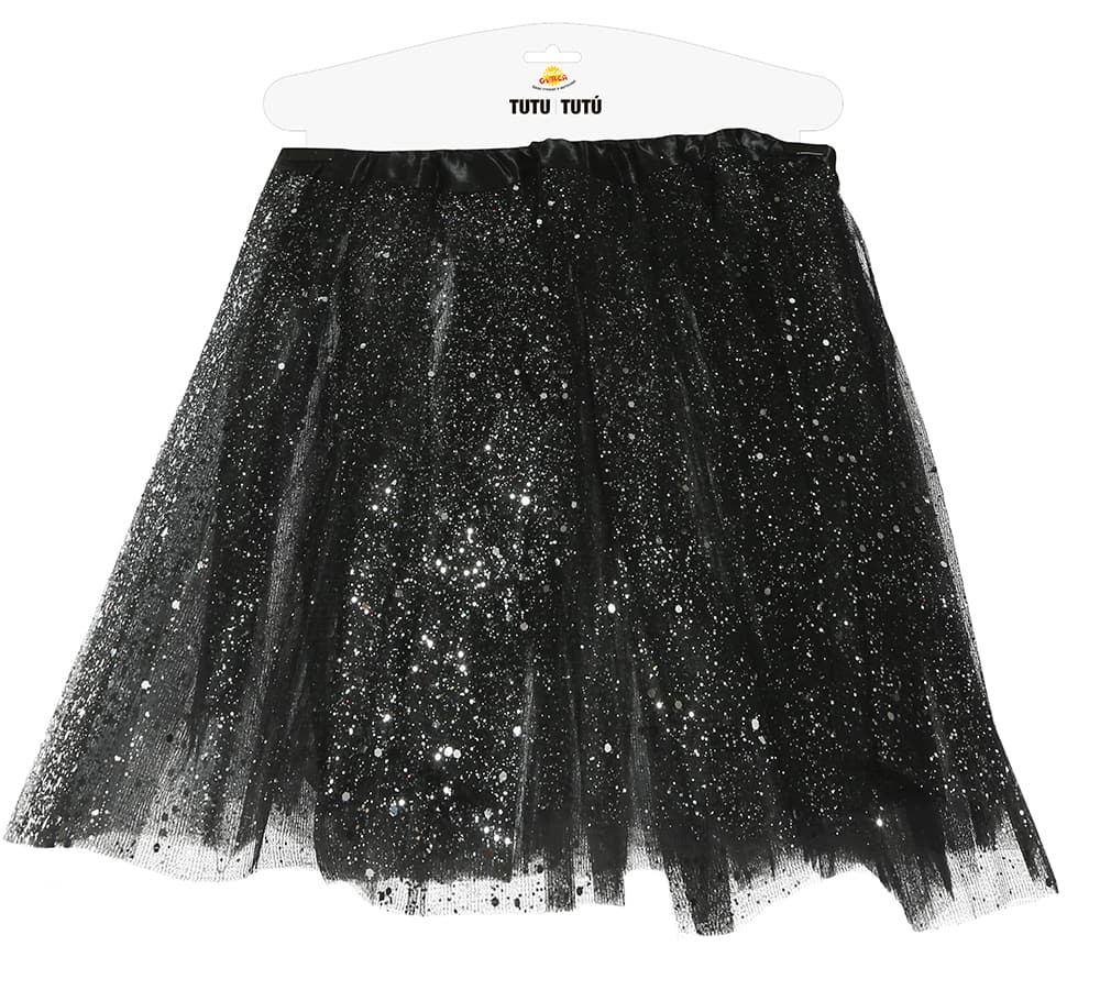 Sort tutu med glimmer til børn, 30 cm