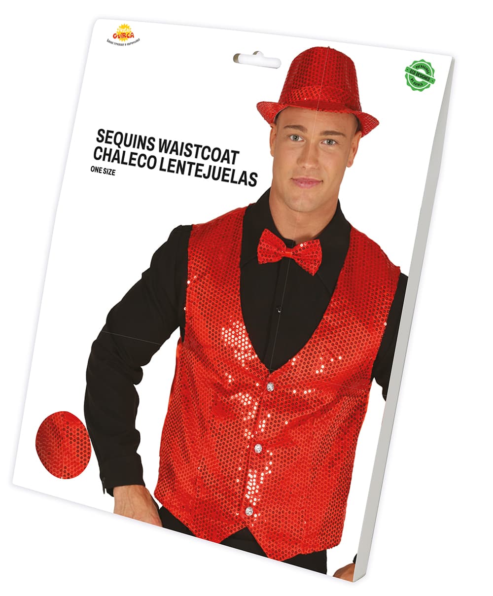 Rød pailletvest