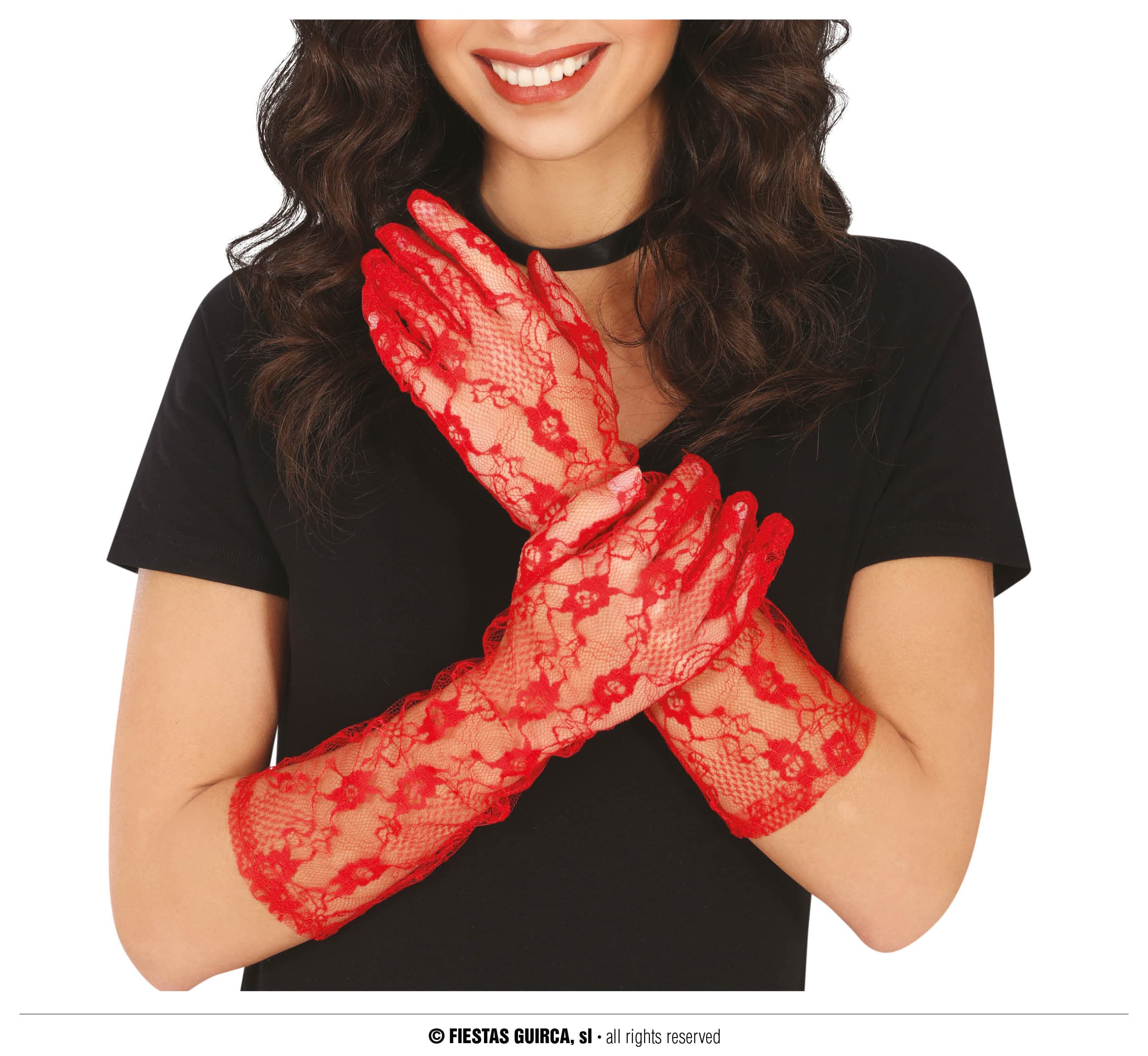 Gennembrudte handsker, 38 cm, røde