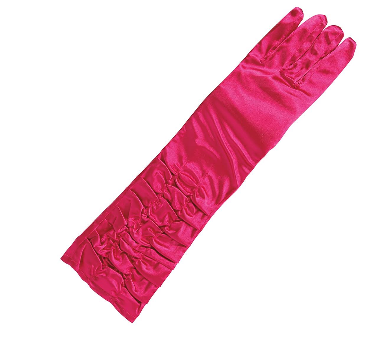 Fuchsiafarvede rynkede handsker, 40 cm
