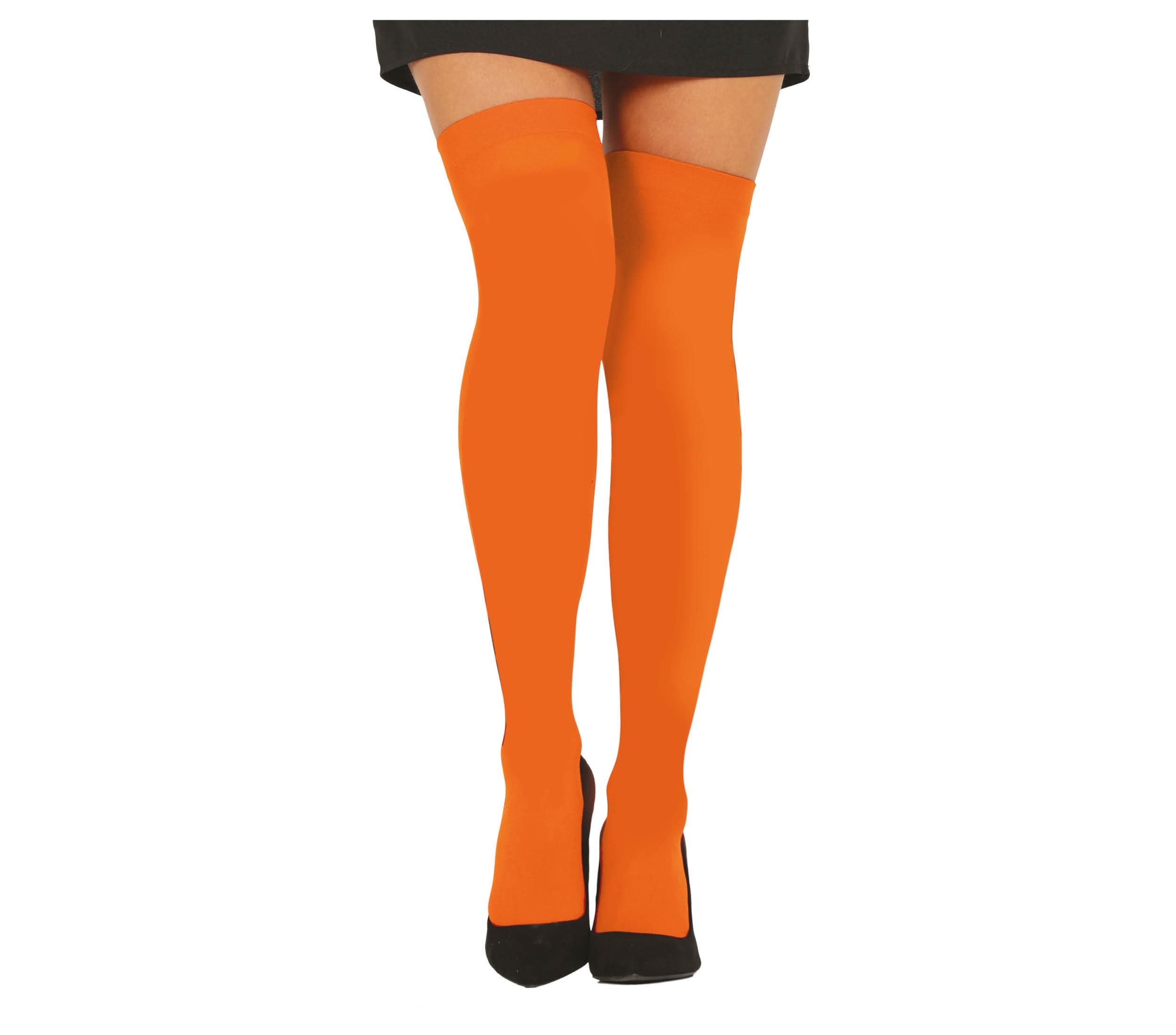 Orange lårhøje strømper