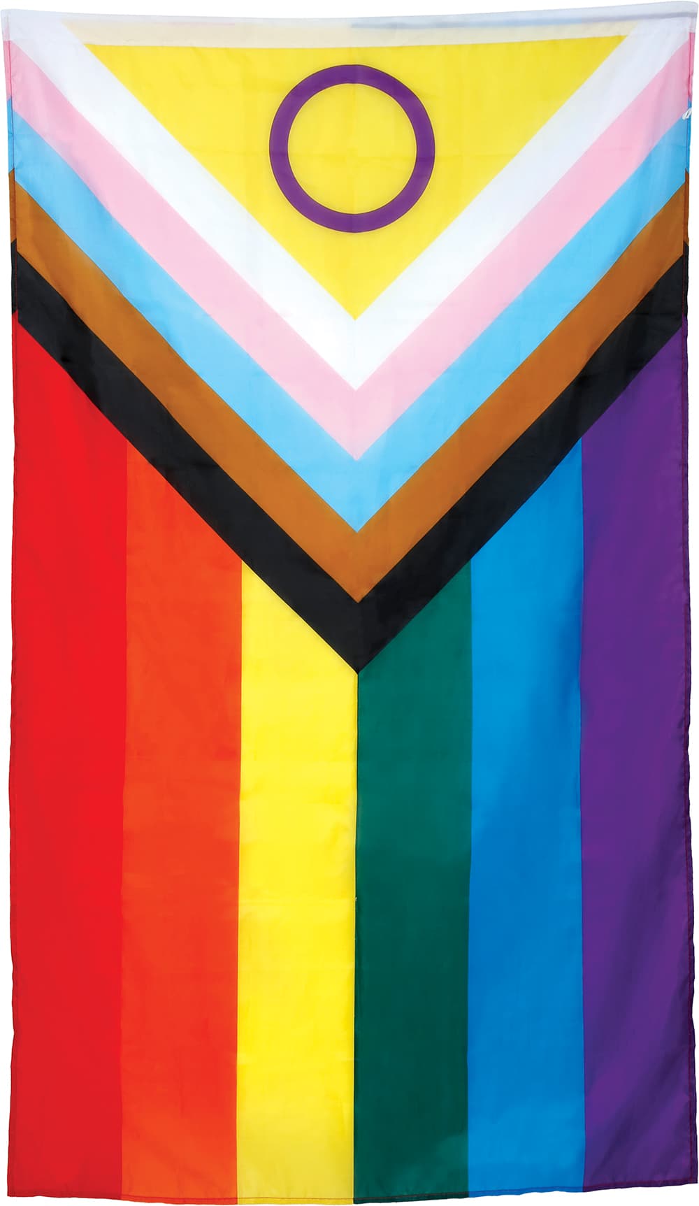 Inkluderende LGBTQI+ pride-regnbueflag, 90 × 150 cm
