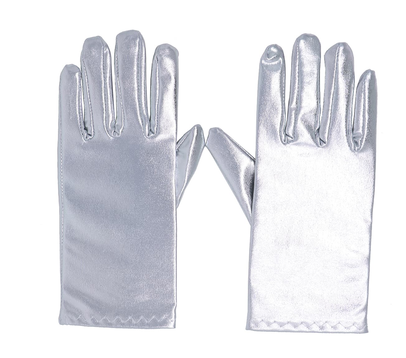 Metalliske handsker, 22 cm, sølv