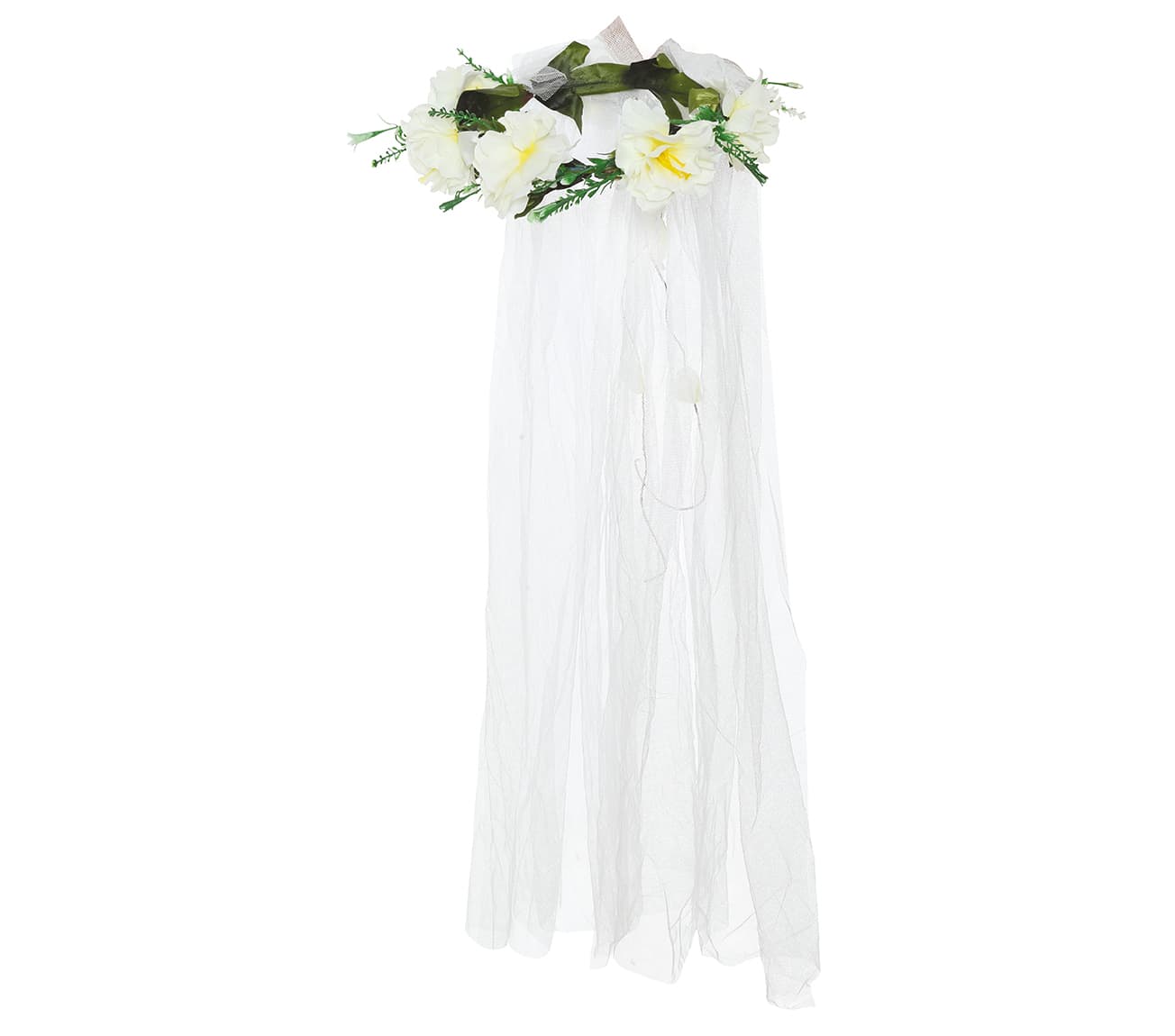 Tiara med blomster og slør