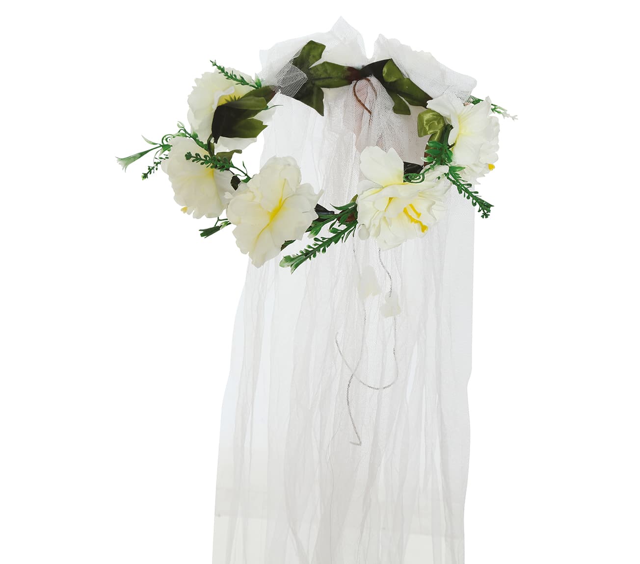 Tiara med blomster og slør