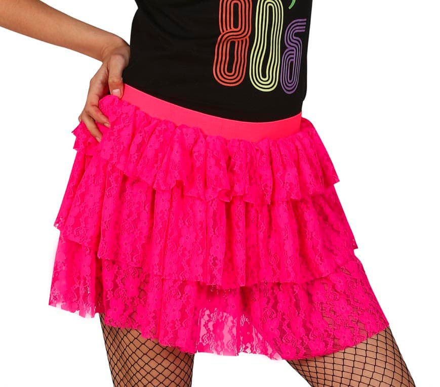 Neonpink 80'er-nederdel