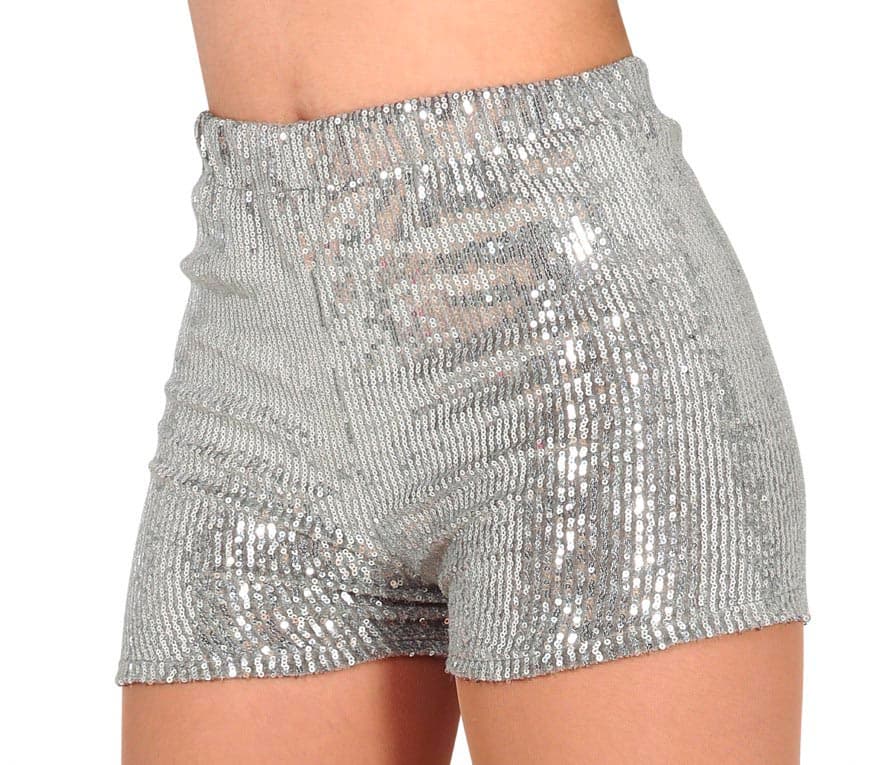 Sølvfarvede pailletshorts 42-44