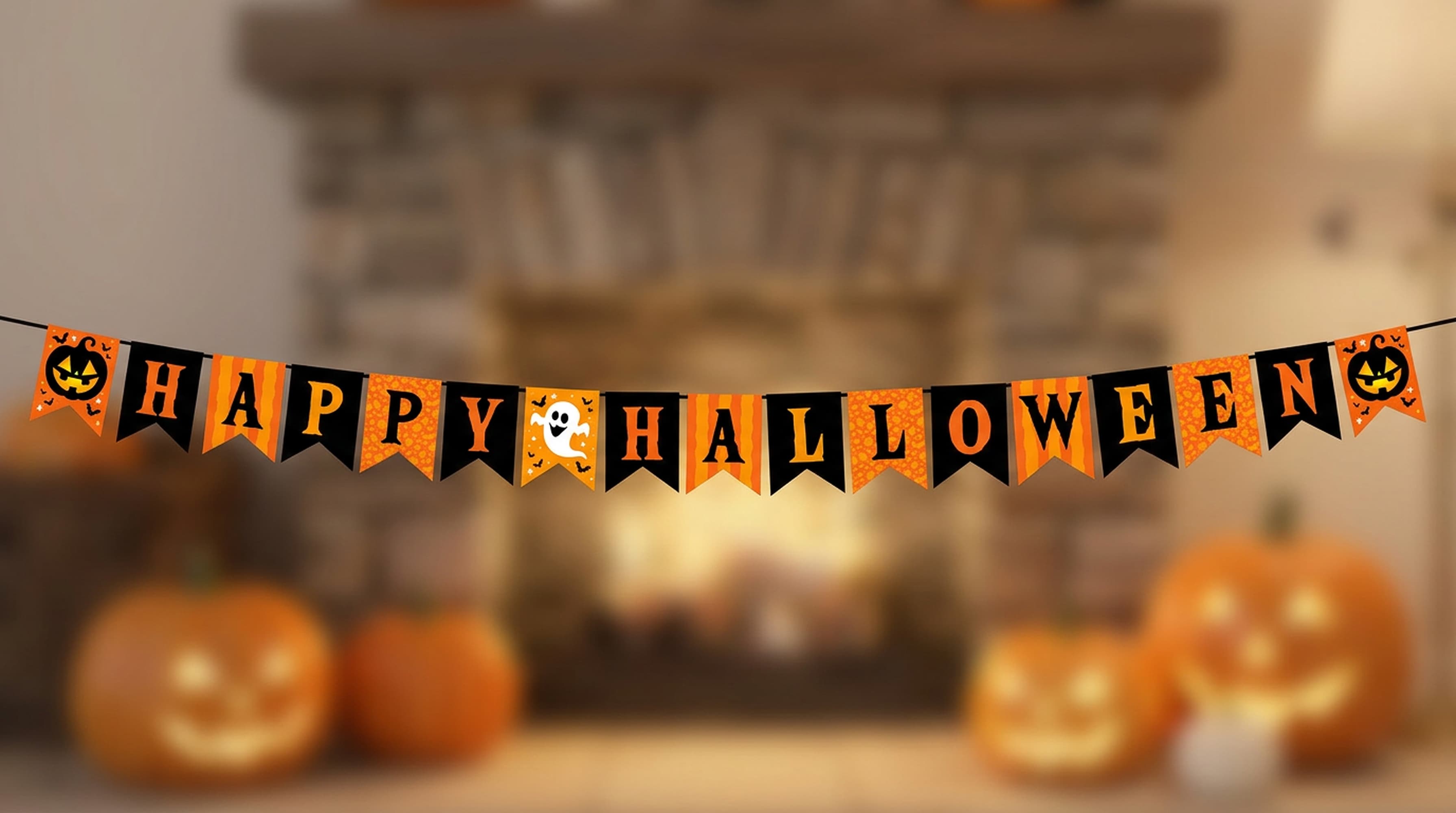 Guirlande "Happy Halloween", papir, 300 × 20 × 15 cm