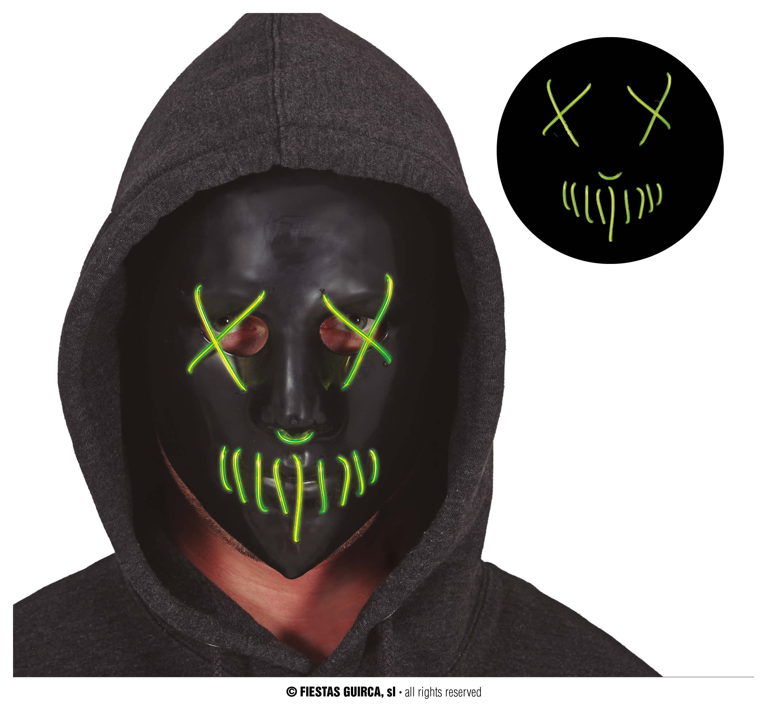 Sort maske med lys, PVC