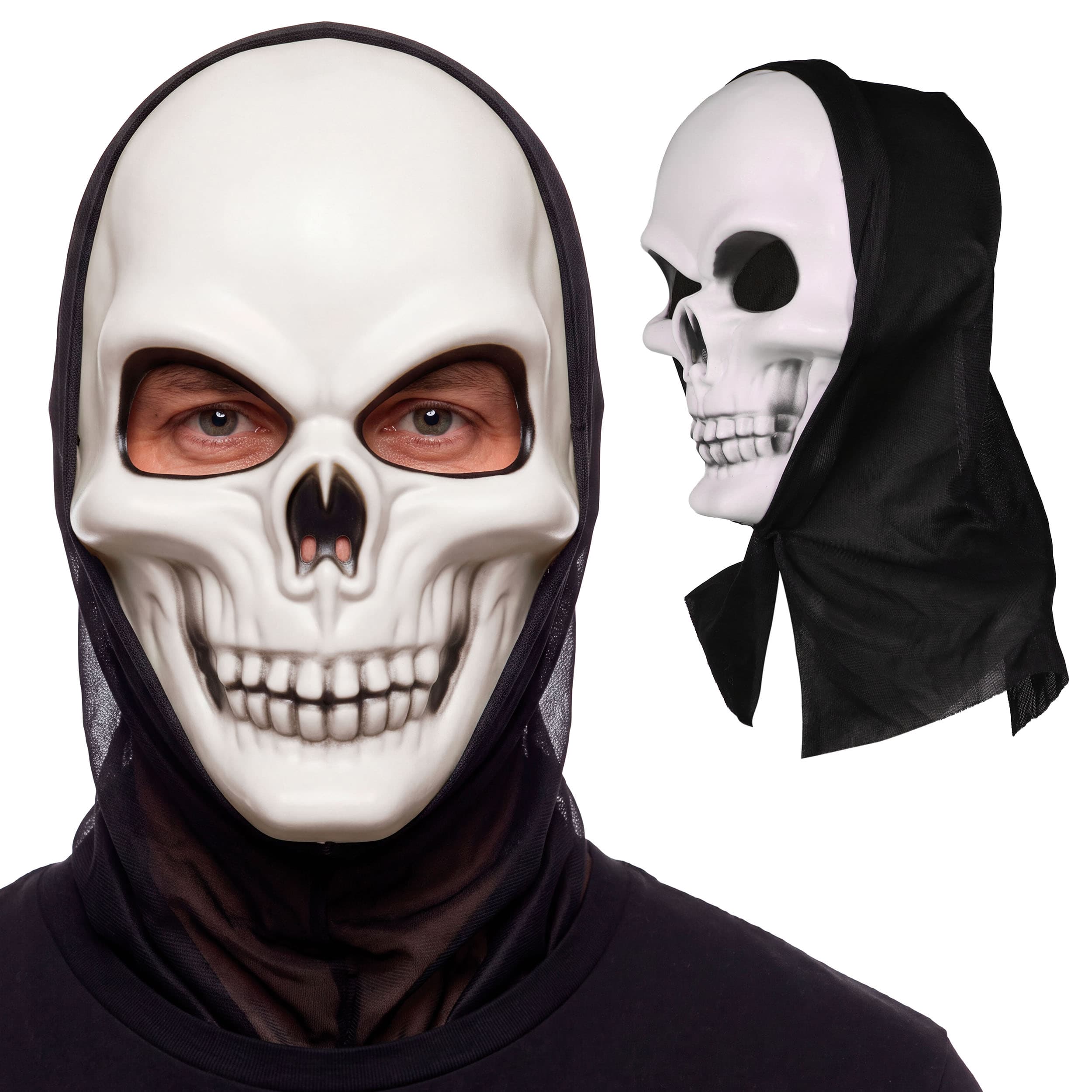 Dødningehovedmaske med hætte, PVC