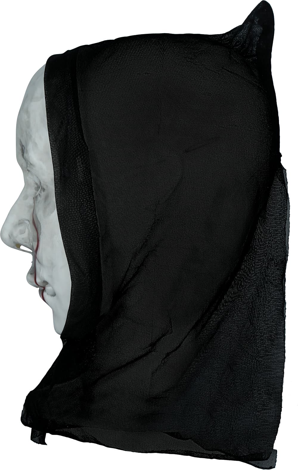 Dræbermaske med hætte, PVC, hvid og sort