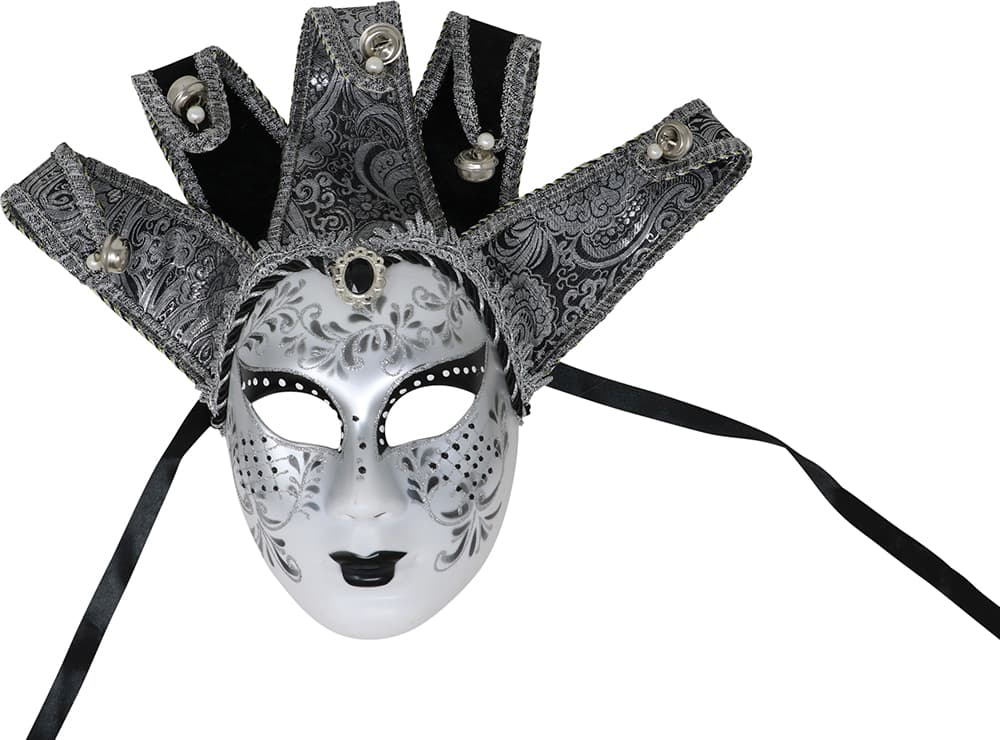 Venetiansk maske, hvid og sølv