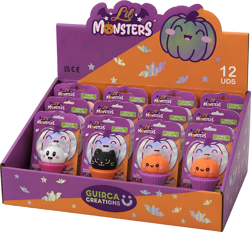 Lil Monsters læbepomade til børn, assorterede motiver, rød, lyserød og orange