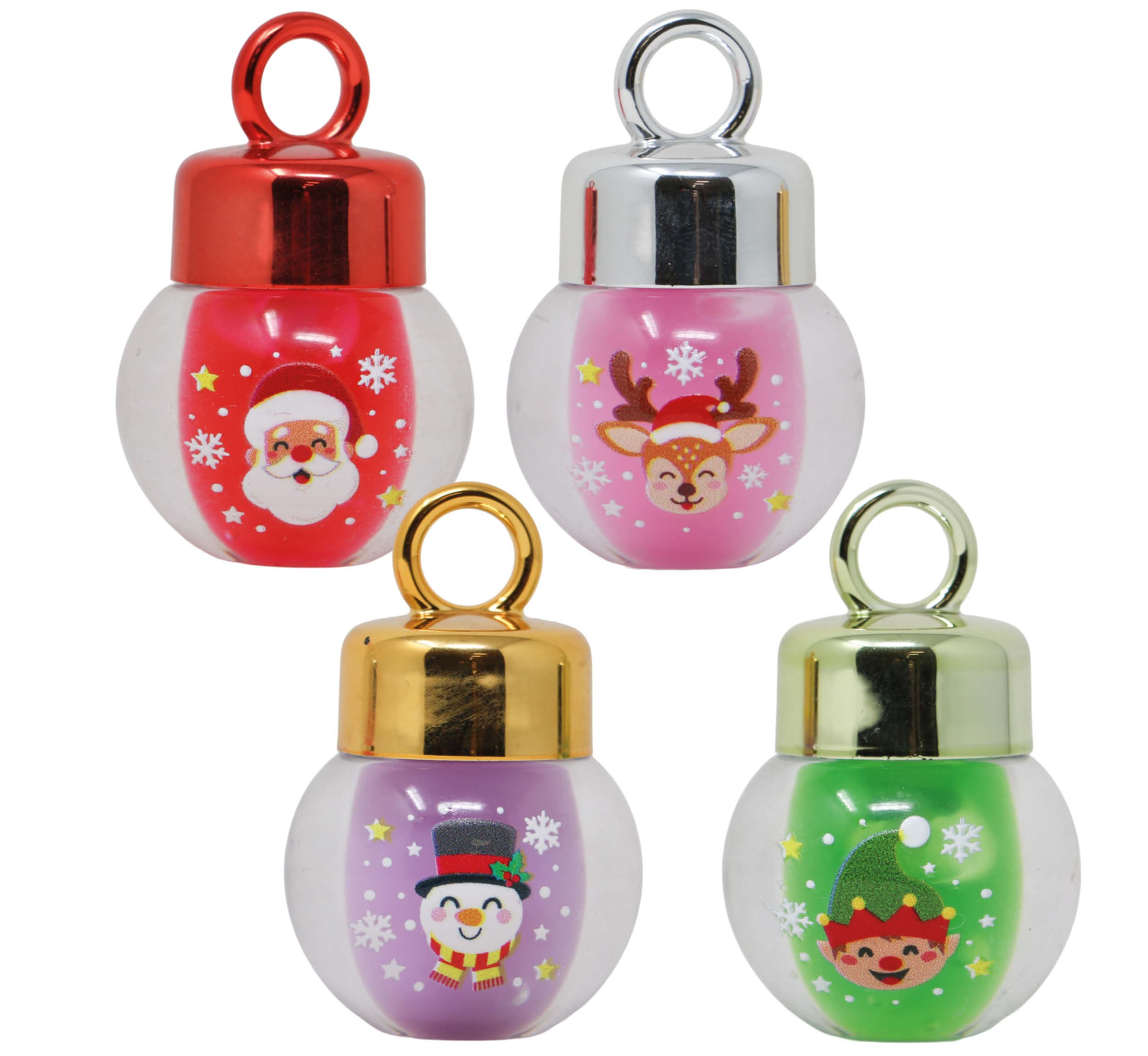 Lil Xmas lipgloss til børn, assorterede motiver, grøn, rød og lilla