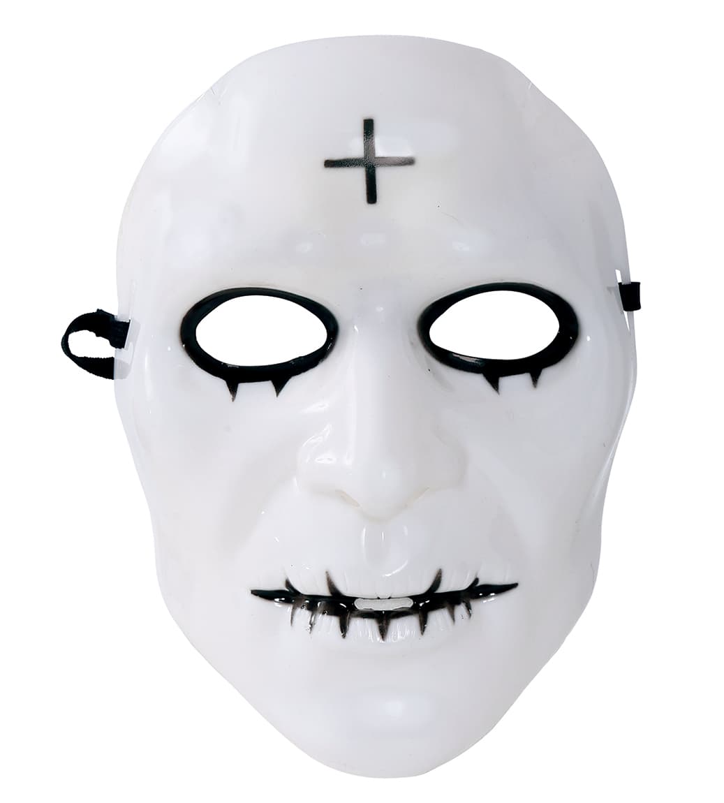 Hvid PVC-maske med kors, til herrer