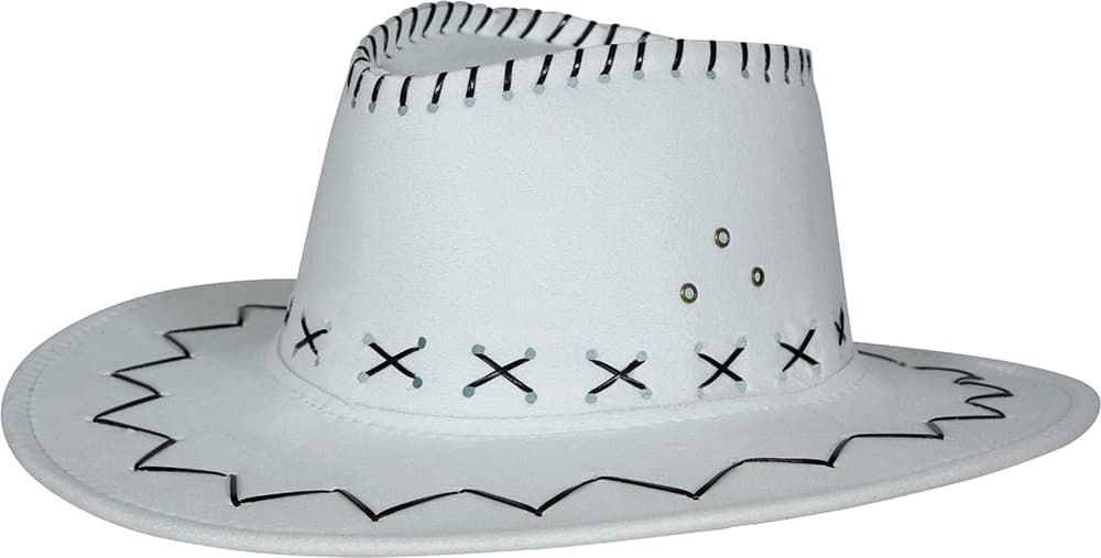 Hvid cowboyhat i ruskindslook til voksne