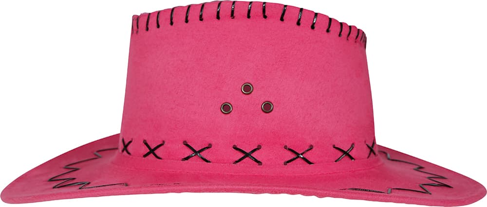 Fuchsiafarvet cowboyhat i ruskindslook til voksne