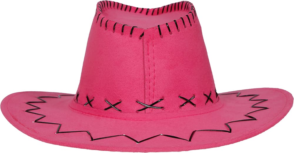 Fuchsiafarvet cowboyhat i ruskindslook til voksne