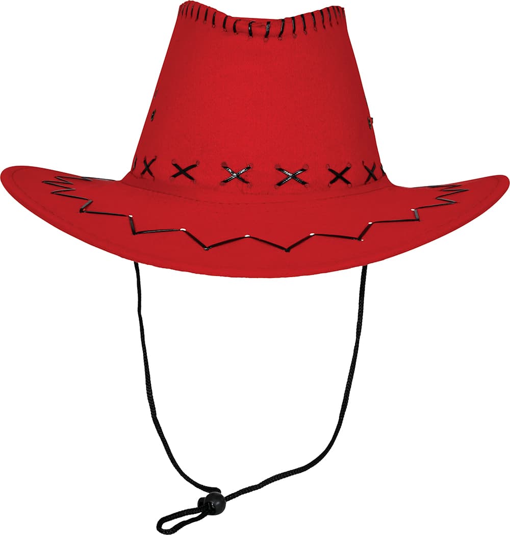 Rød cowboyhat i ruskindslook, til voksne