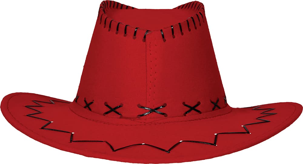 Rød cowboyhat i ruskindslook, til voksne