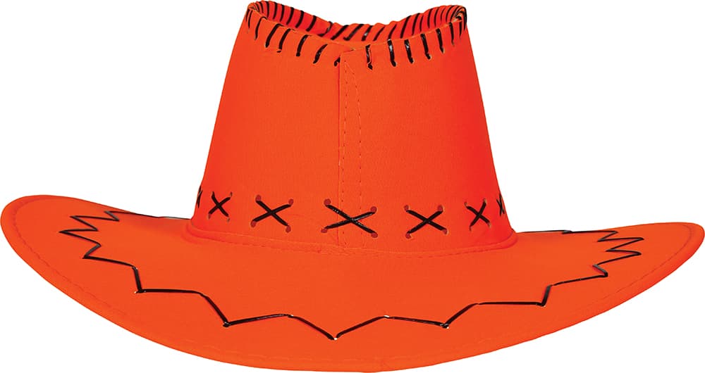 Orange cowboyhat i ruskindslook, til voksne