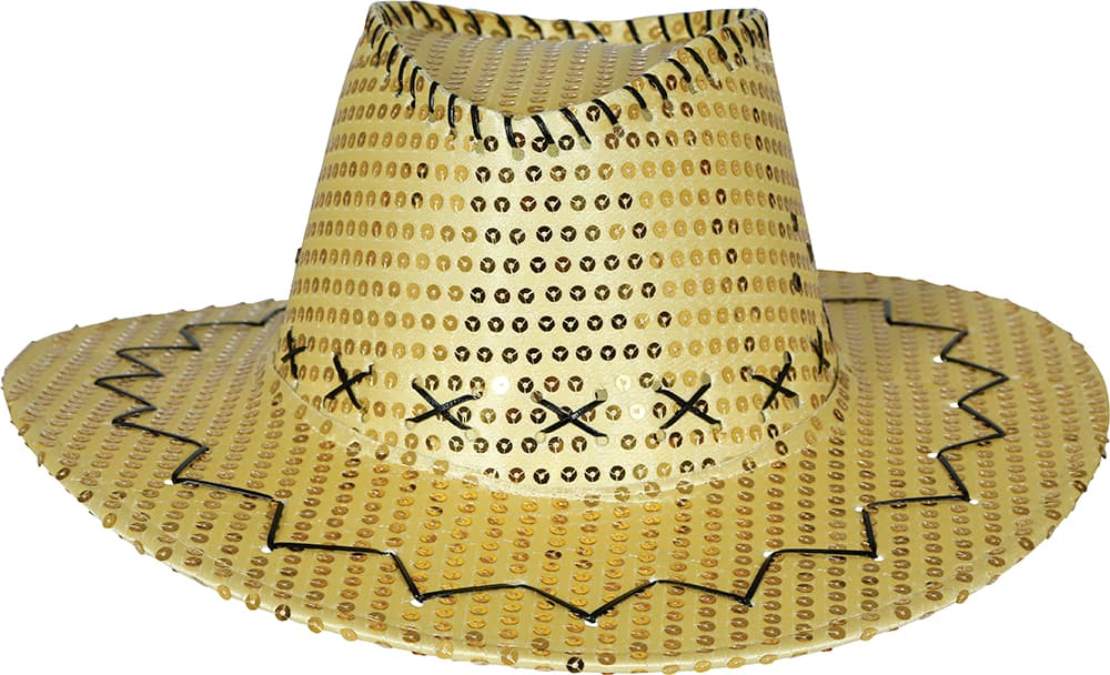 Cowboyhat med guldpailletter til voksne