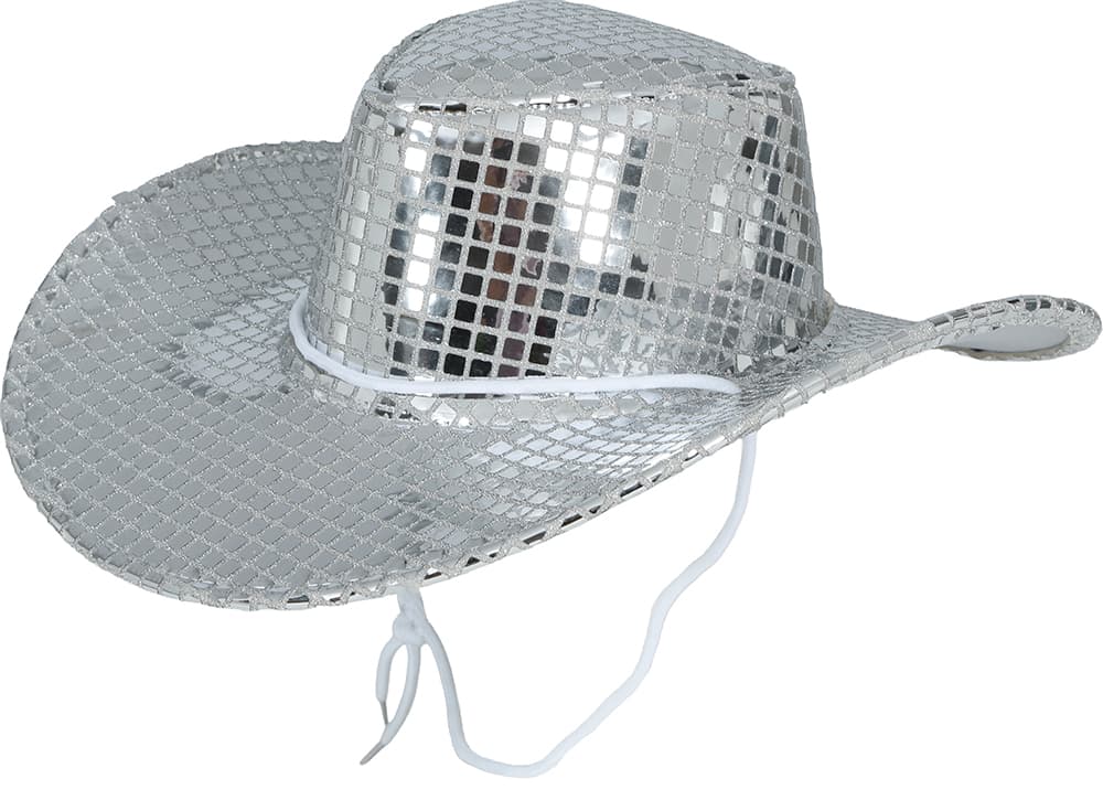 Sølvfarvet 80'er-disco-cowboyhat til voksne