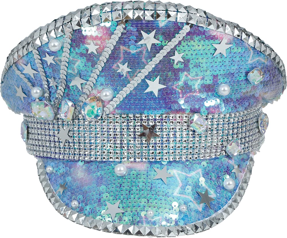 Blå politihat med perler, til voksne
