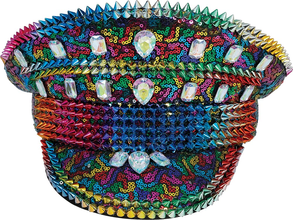 Flerfarvet politihat med nitter, til voksne