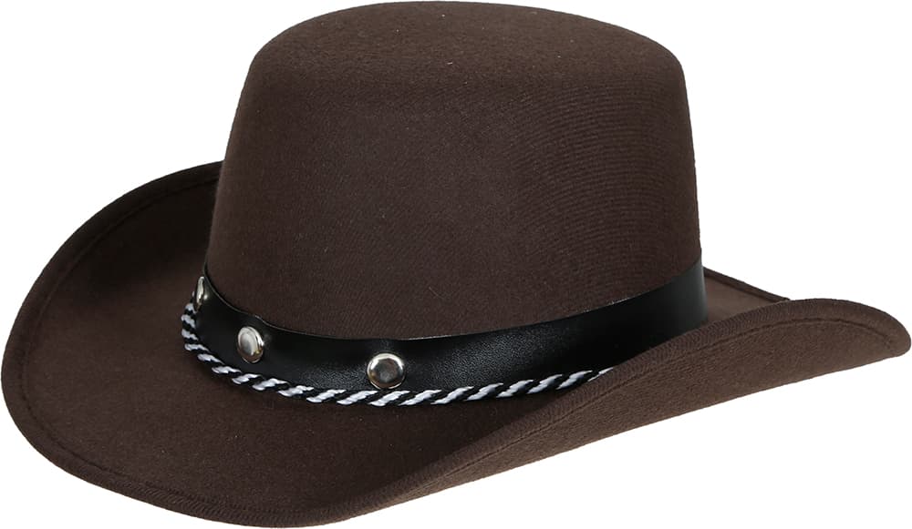 Brun cowboyhat i filt til børn, ca. 33,5 cm