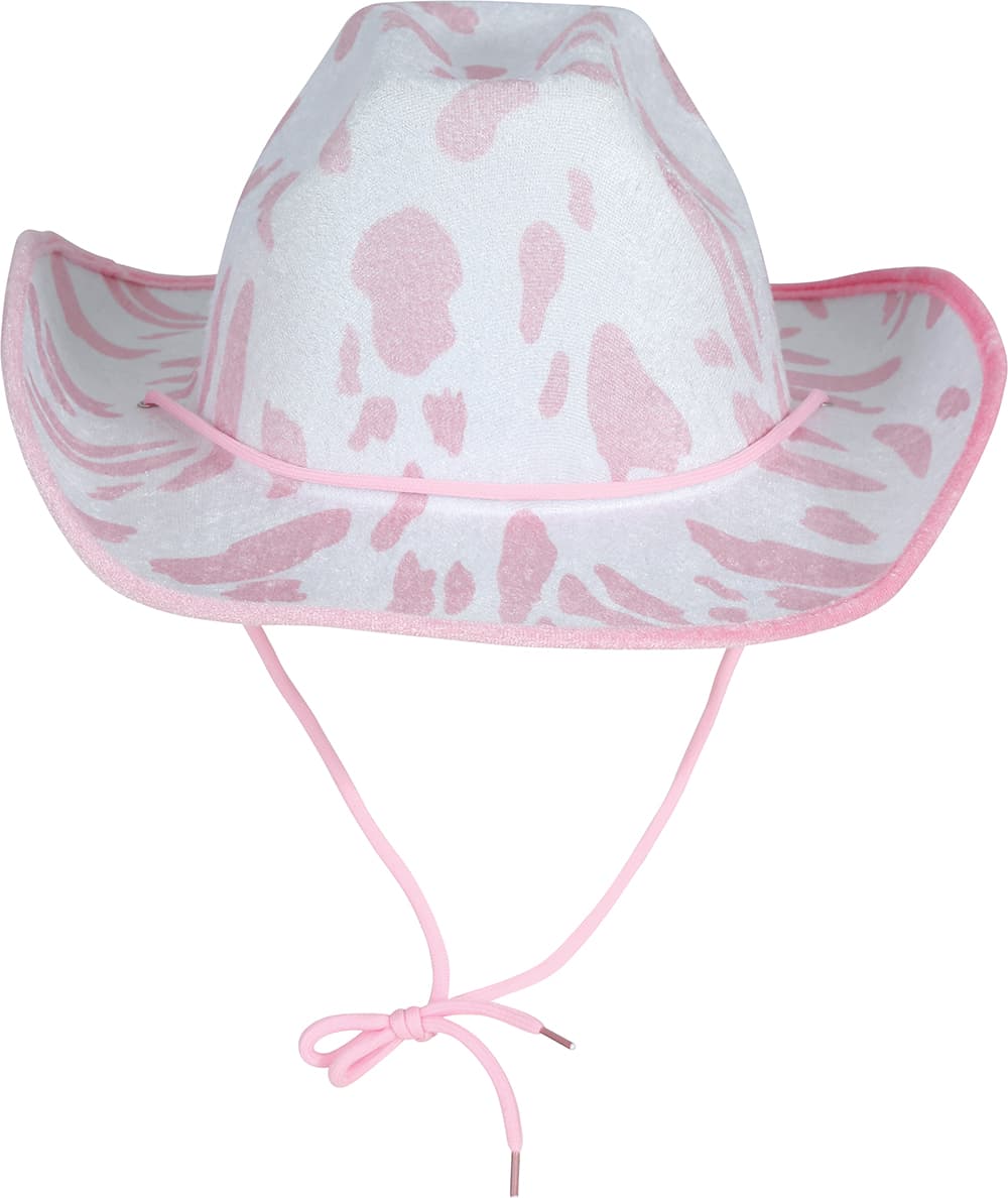 Hvid og lyserød cowboyhat til voksne