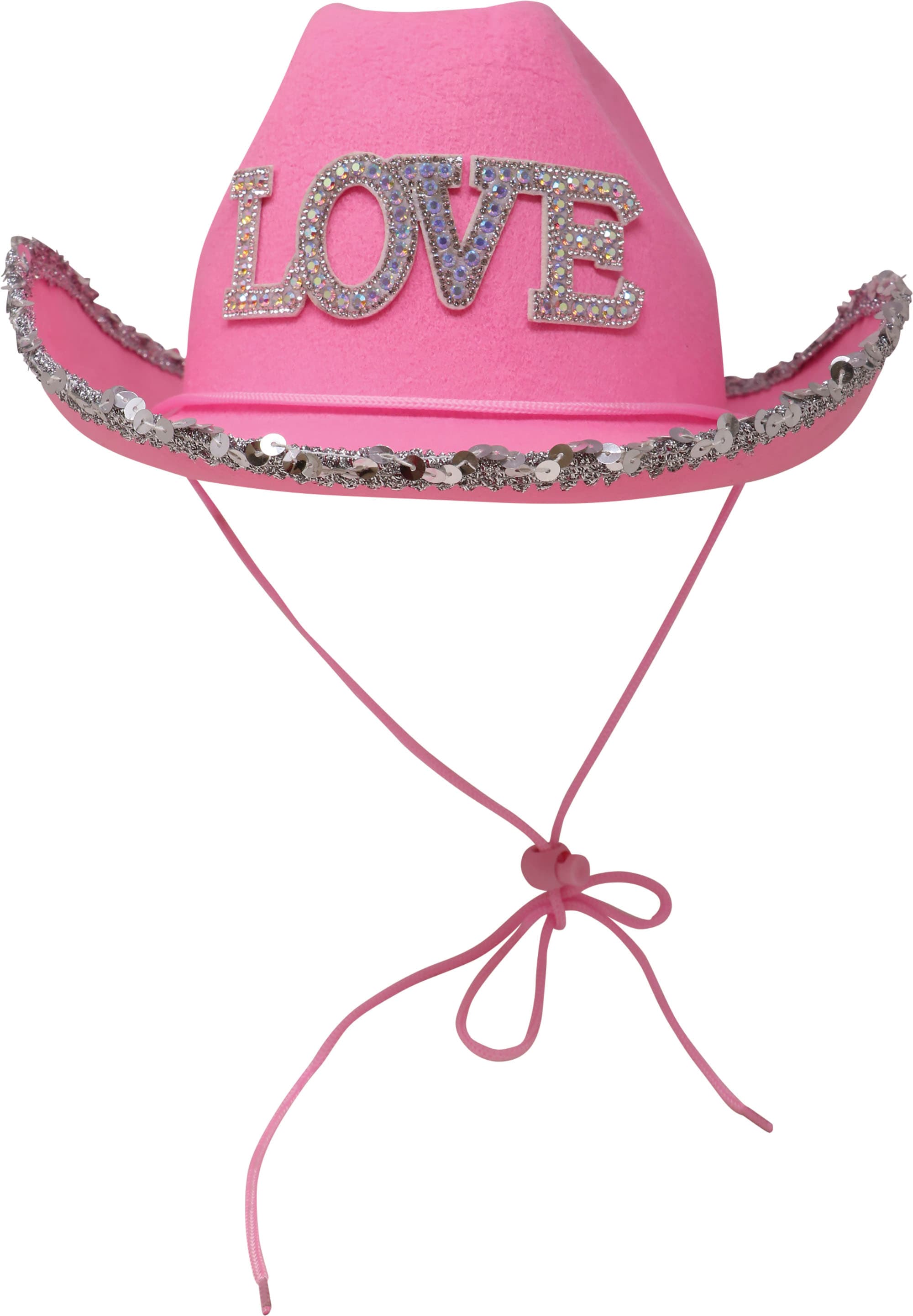 Cowboyhat "Love" i filt, lyserød