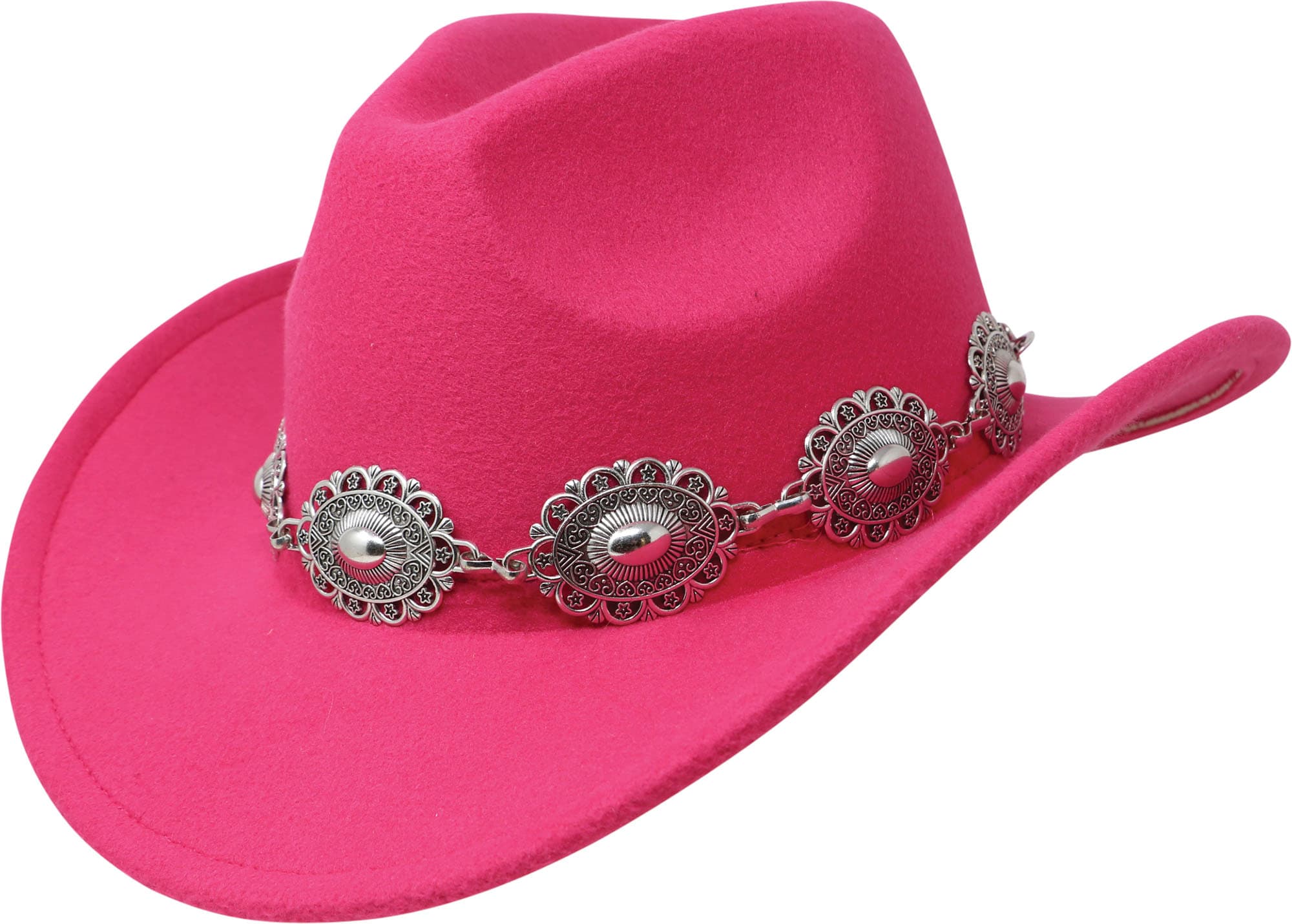 Cowboyhat med filtdekoration, lyserød