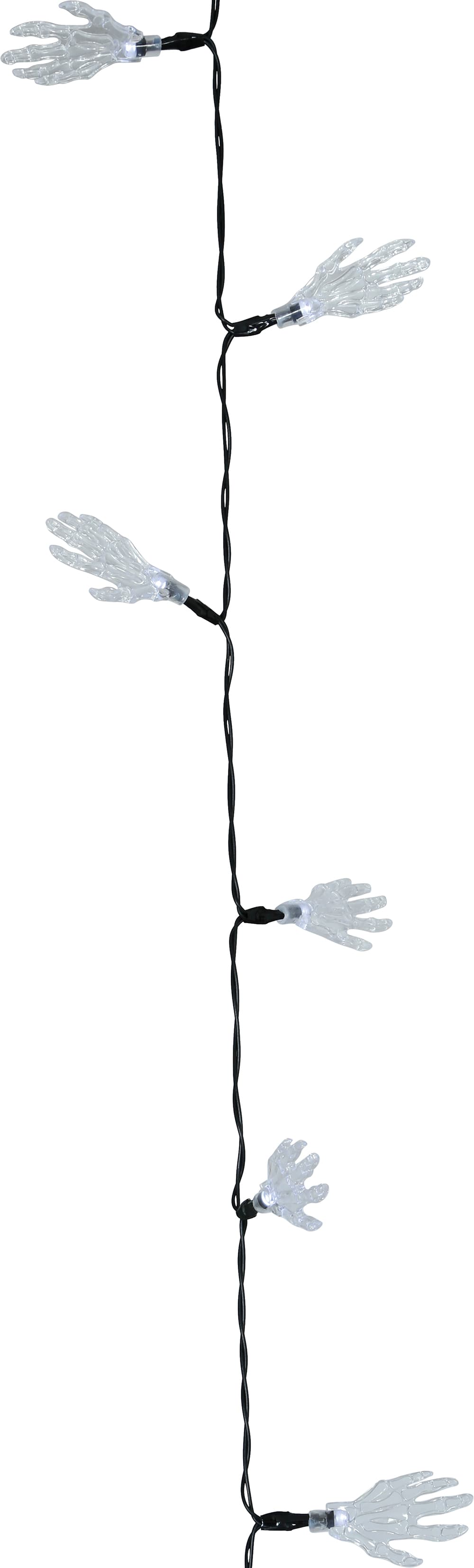 Guirlande med skelethænder, 10 LED, 115 cm, batteridrevet