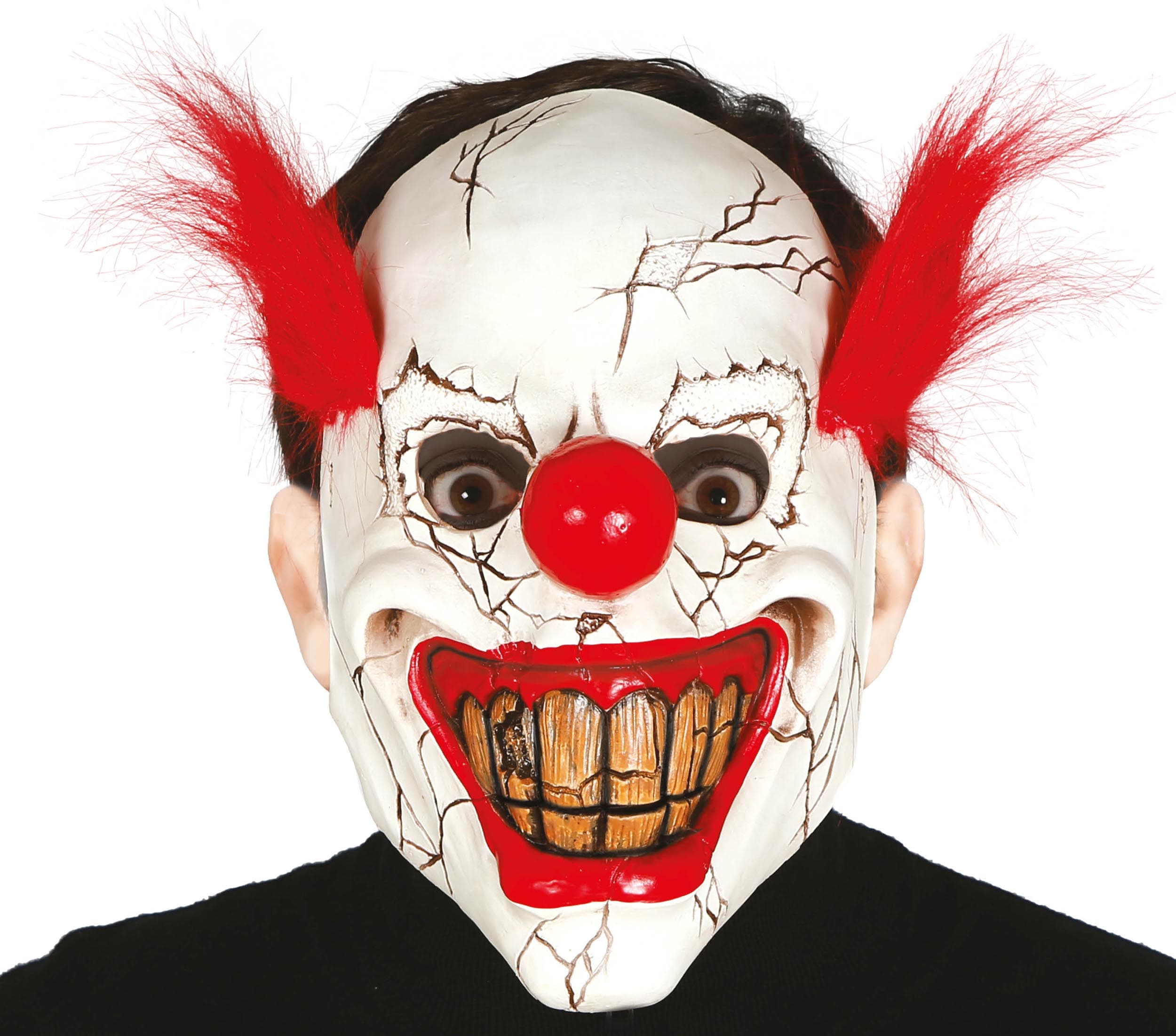 Horror-klovnemaske med hår, latex