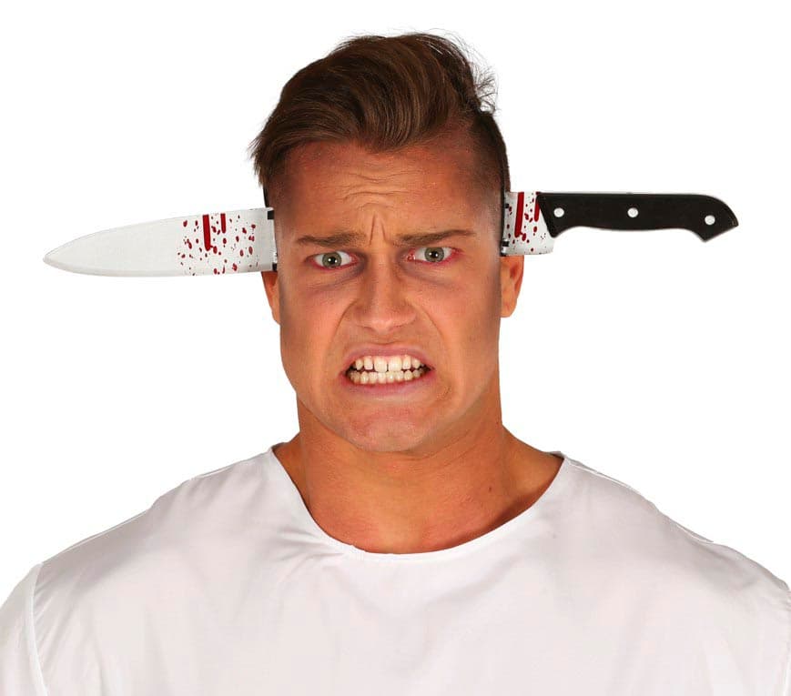 Hårbøjle med blodig kniv, 35 cm