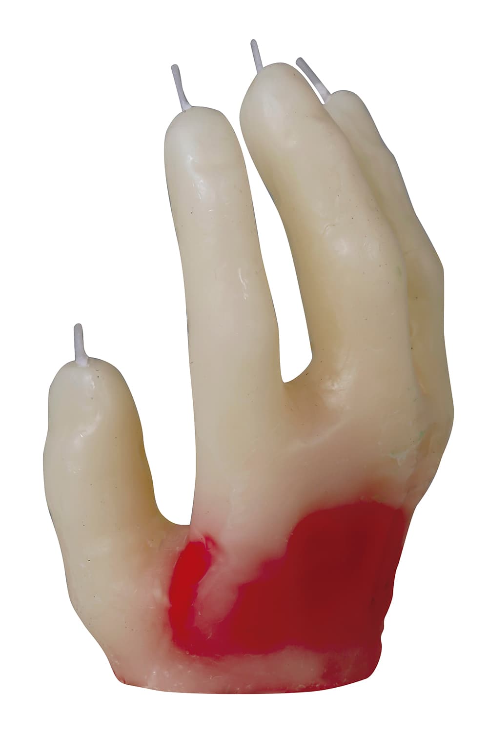 Lys med blodig hånd, 14 × 5 cm