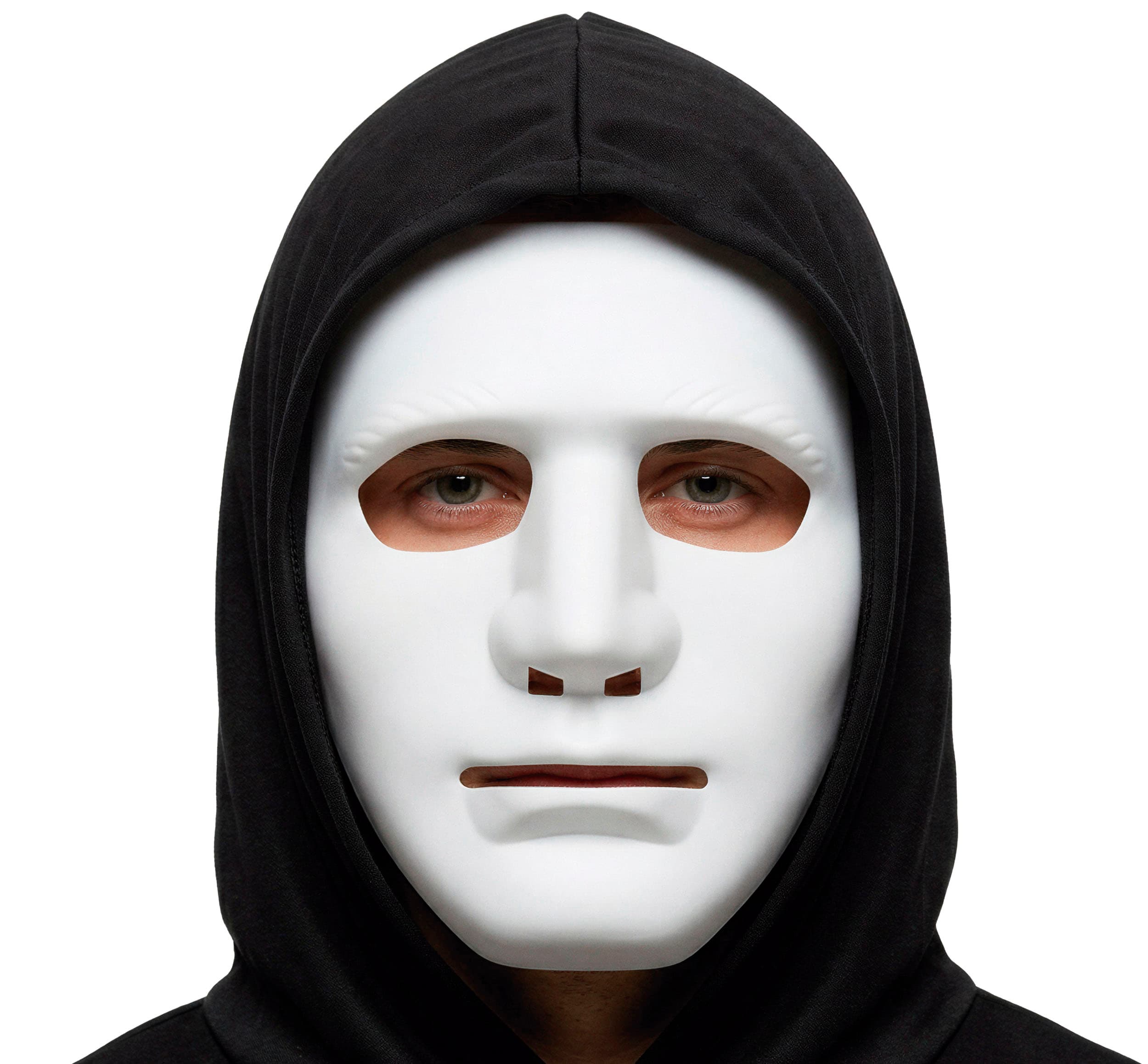 Hvid maske, PVC, ca. 17,6 cm