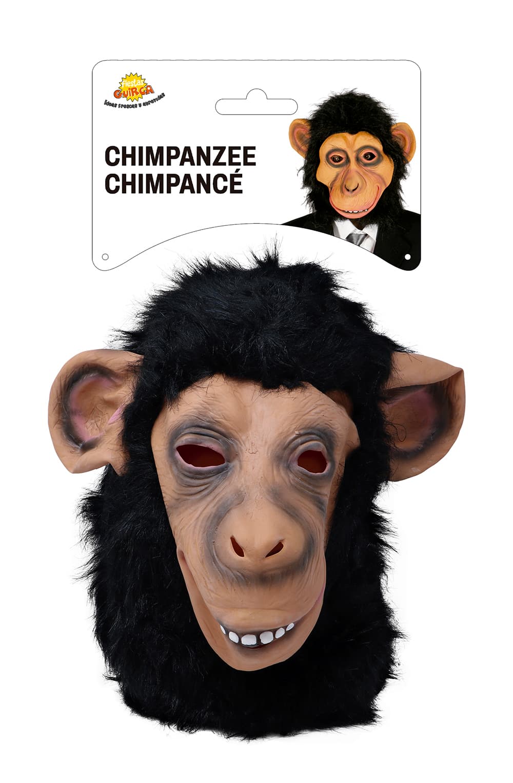 Chimpansemaske med hår, latex