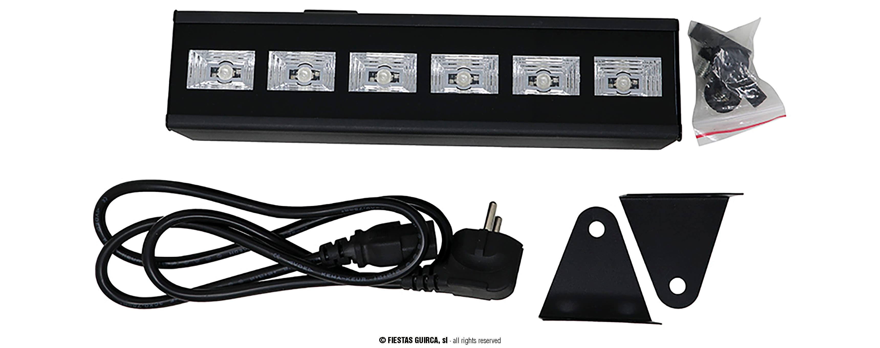 UV-sortlys med 6 LED, 6 × 3 W, til indendørs brug