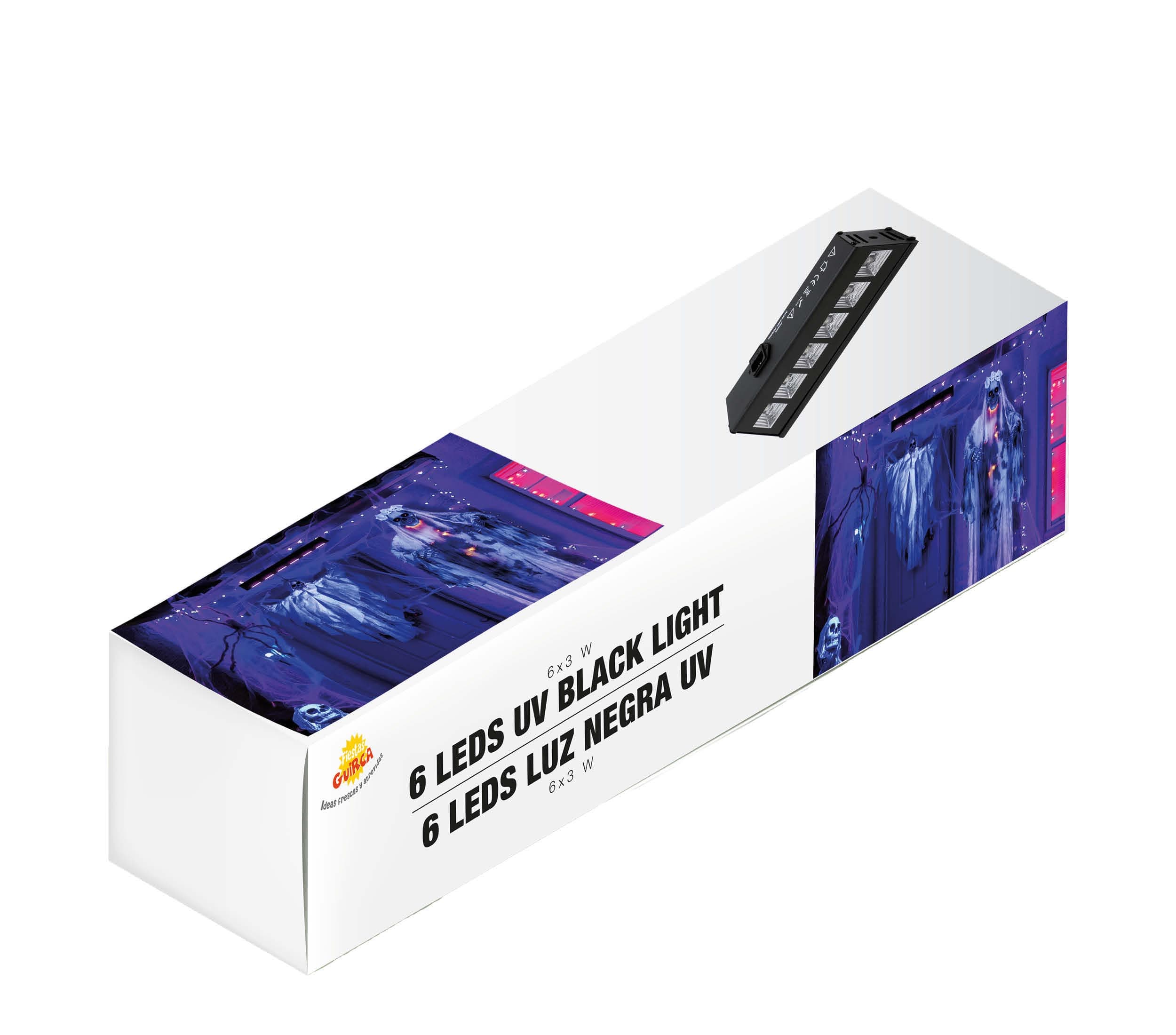UV-sortlys med 6 LED, 6 × 3 W, til indendørs brug
